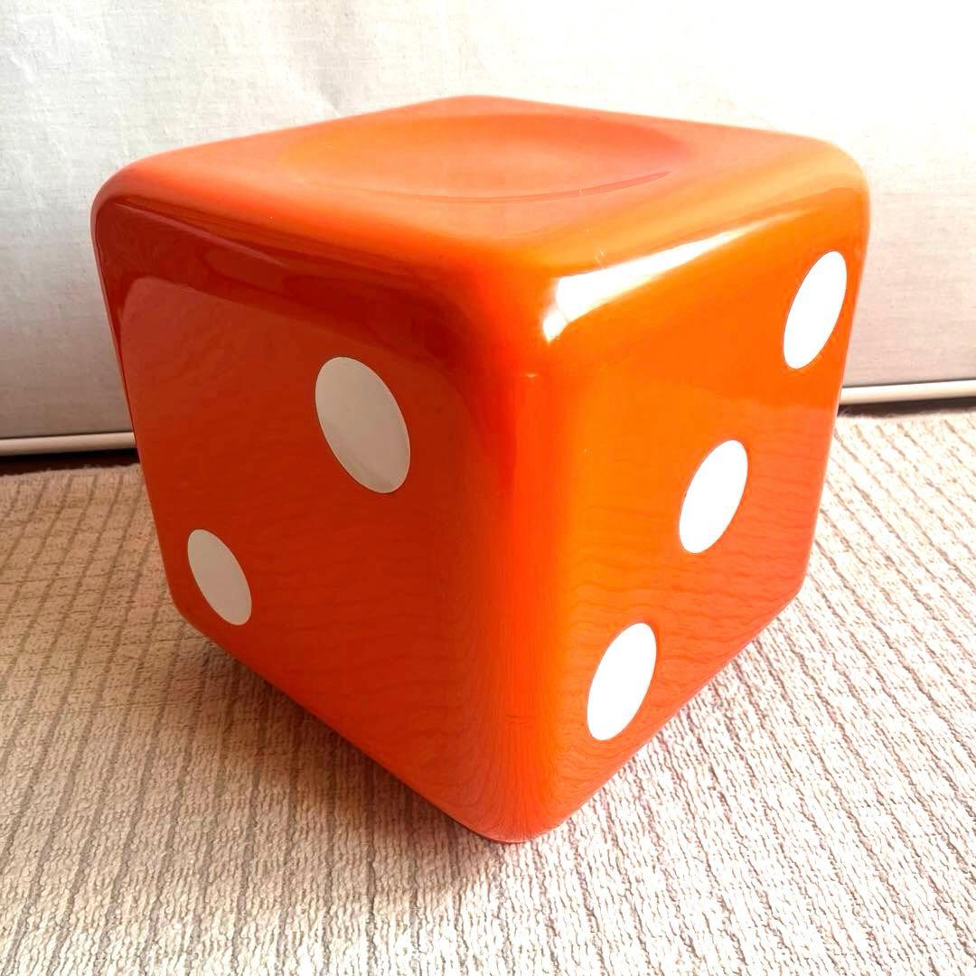 サイコロ型　ビンテージスツール　オレンジ