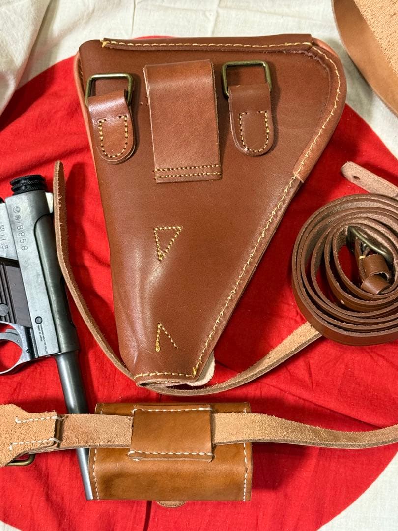 日本軍 南部14年式拳銃嚢 （ホルスター）と拳銃弾薬盒＆ベルトのセット（複製品)