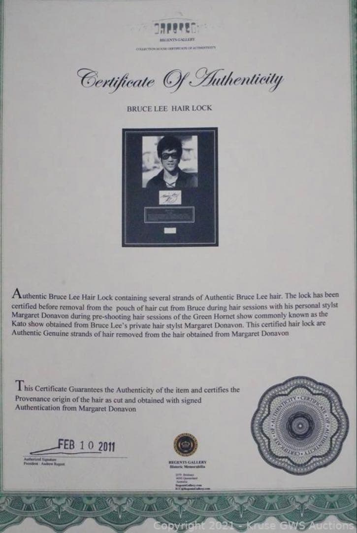■遺品/本物■髪の毛■ブルース・リー■Bruce Lee Authentic