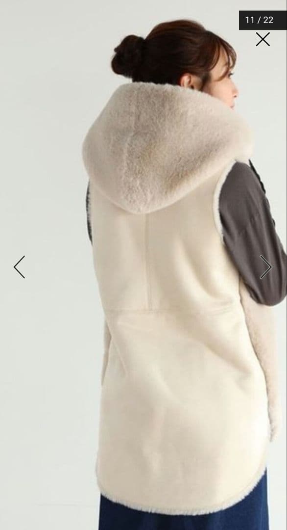 Vin　スコットクラブ　フーデット　ファー　ベスト　アイボリー　新品 ヤマダヤ