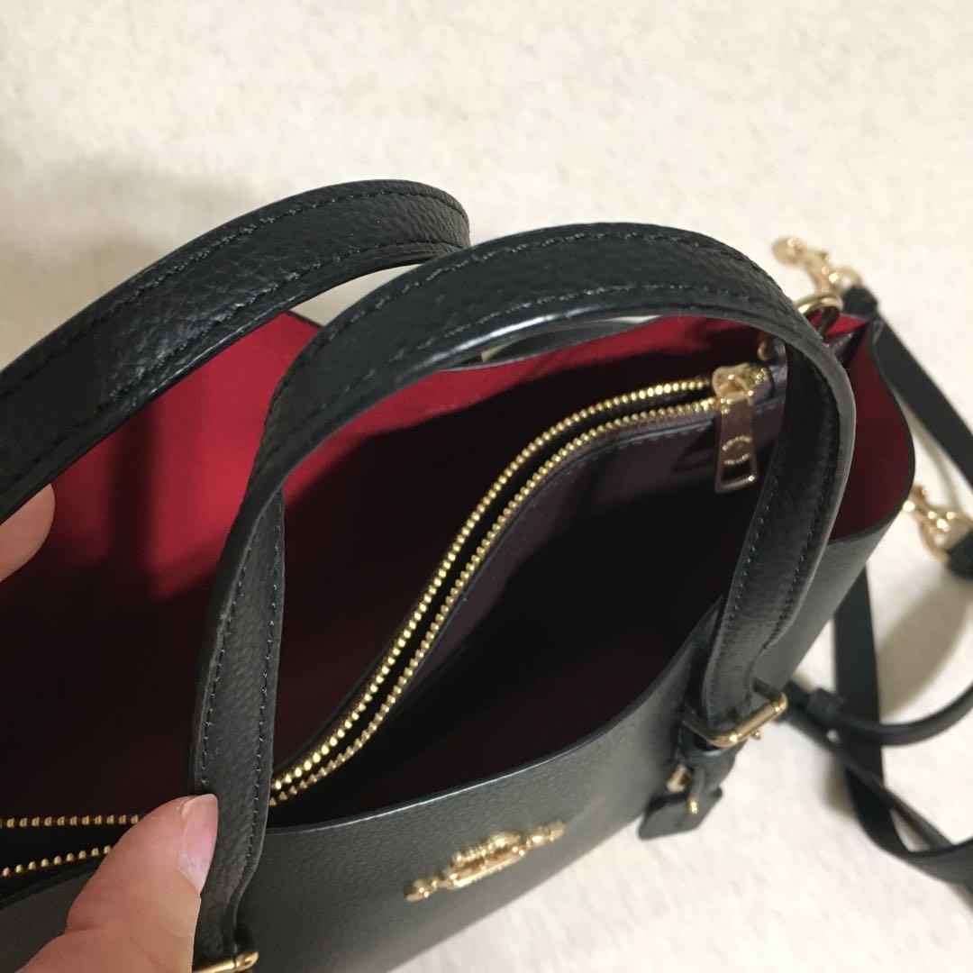 COACH ブラックレザー ミニトートバッグモリー トート 25 2wayバッグ