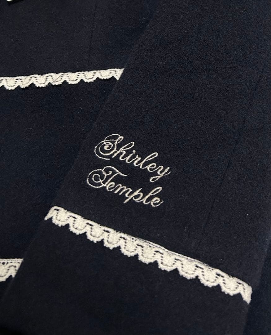 シャーリーテンプル 濃紺 レースパイピング ロングコート アウター ジャンパー