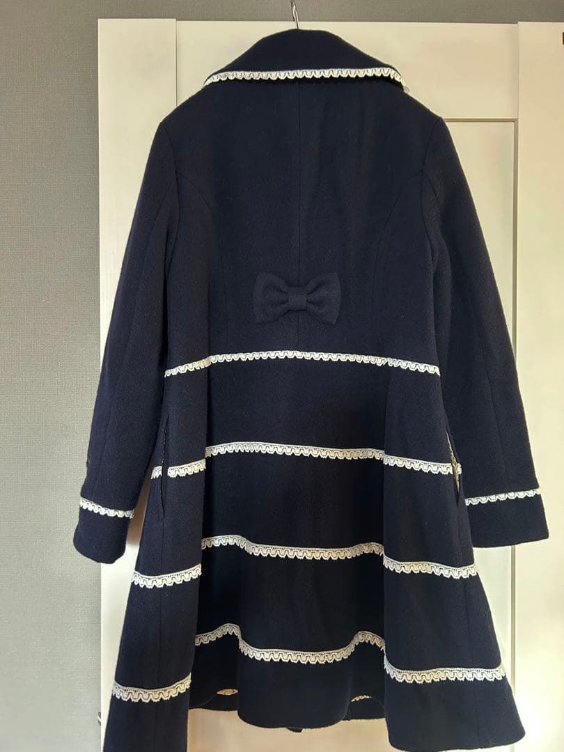 シャーリーテンプル 濃紺 レースパイピング ロングコート アウター ジャンパー
