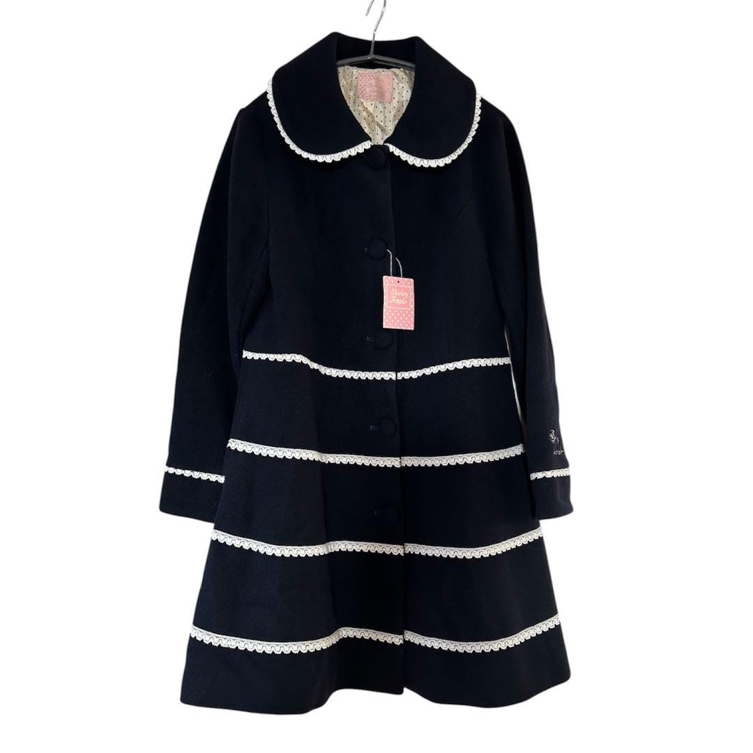 シャーリーテンプル 濃紺 レースパイピング ロングコート アウター ジャンパー