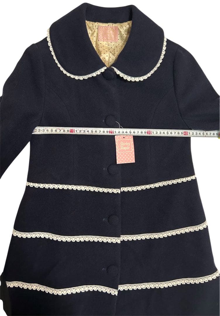 シャーリーテンプル 濃紺 レースパイピング ロングコート アウター ジャンパー