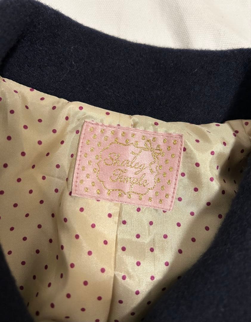 シャーリーテンプル 濃紺 レースパイピング ロングコート アウター ジャンパー