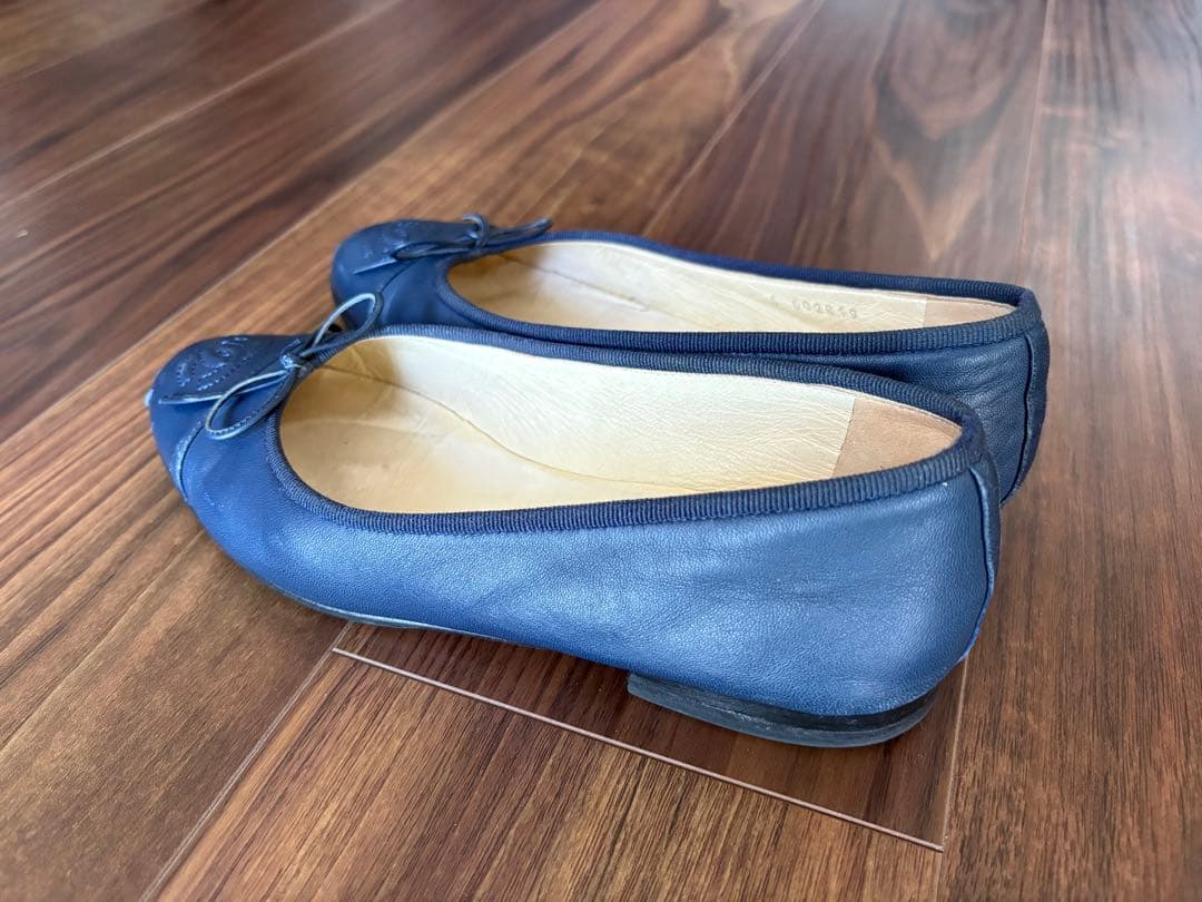 【正規品】CHANEL シャネル バレエシューズ バレリーナ 35.5 ネイビー