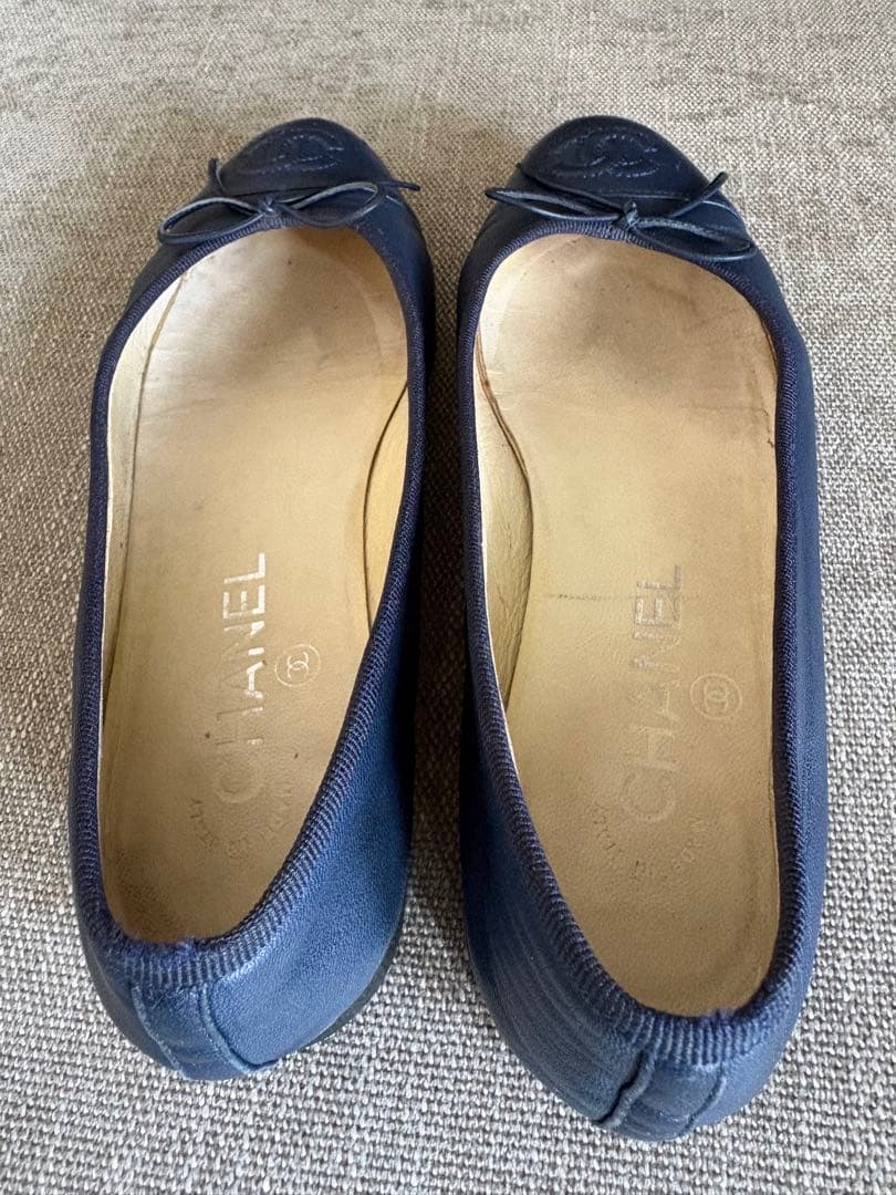 【正規品】CHANEL シャネル バレエシューズ バレリーナ 35.5 ネイビー