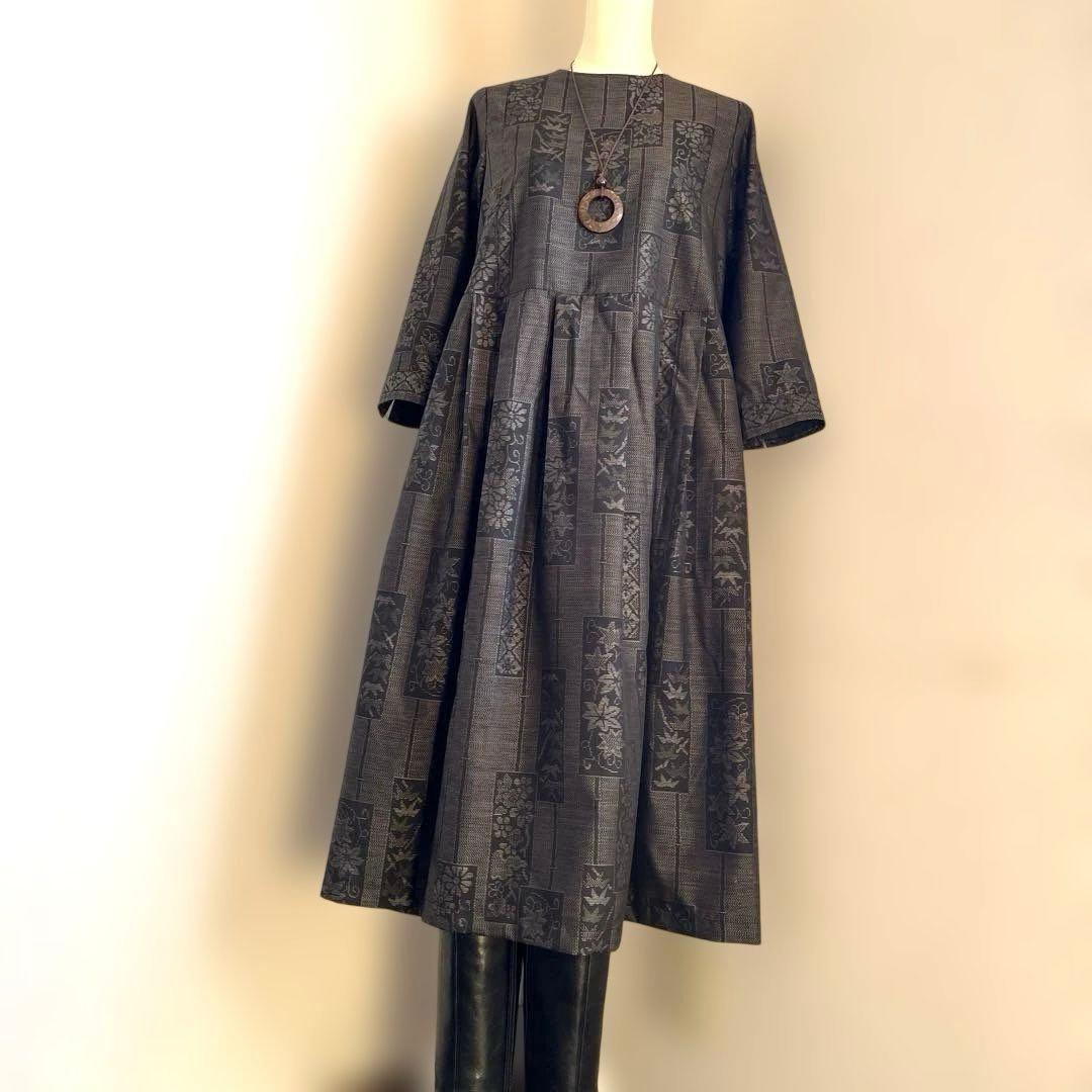 大島紬リメイクワンピース