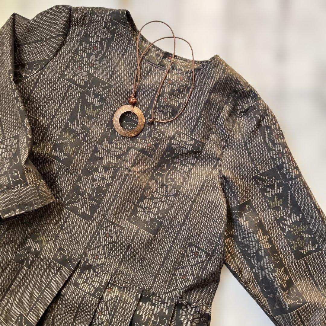 大島紬リメイクワンピース