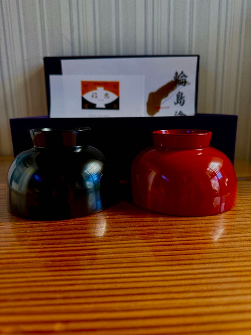 5.5万円輪島塗夫婦椀 工芸品 黒内朱　朱内黒