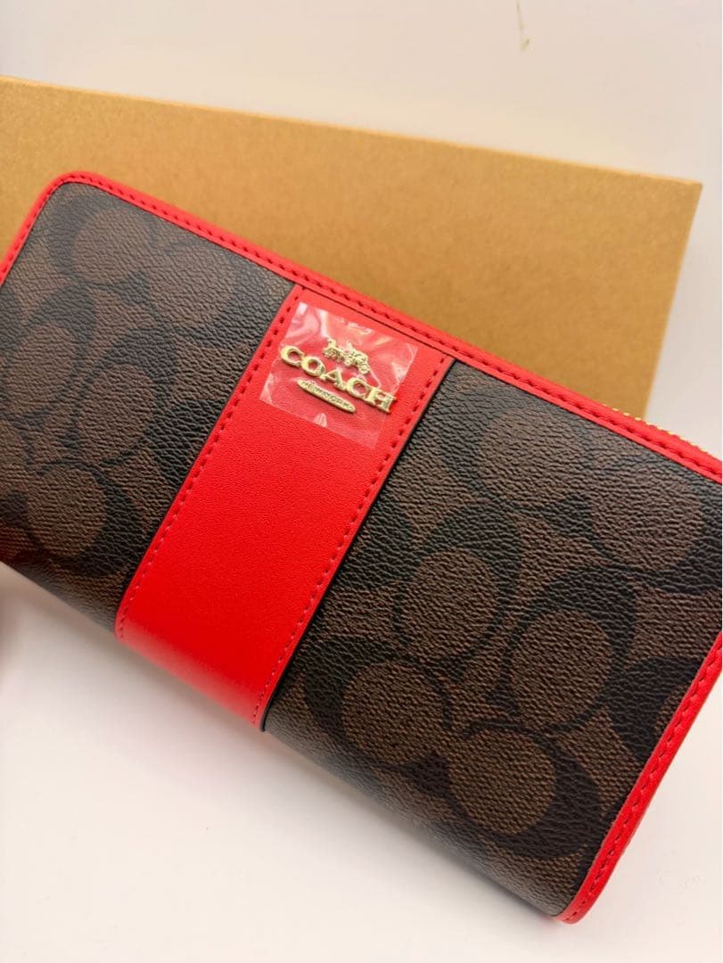 coach 長財布　ブラウンレッド