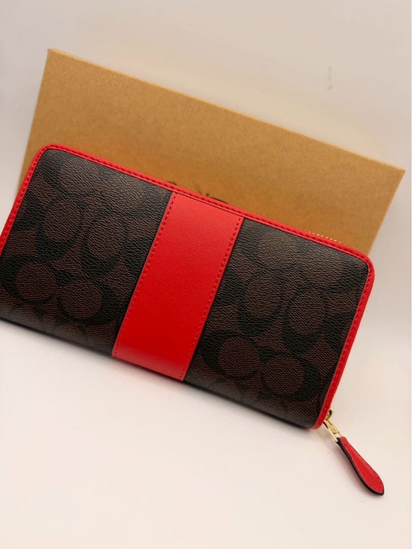 coach 長財布　ブラウンレッド