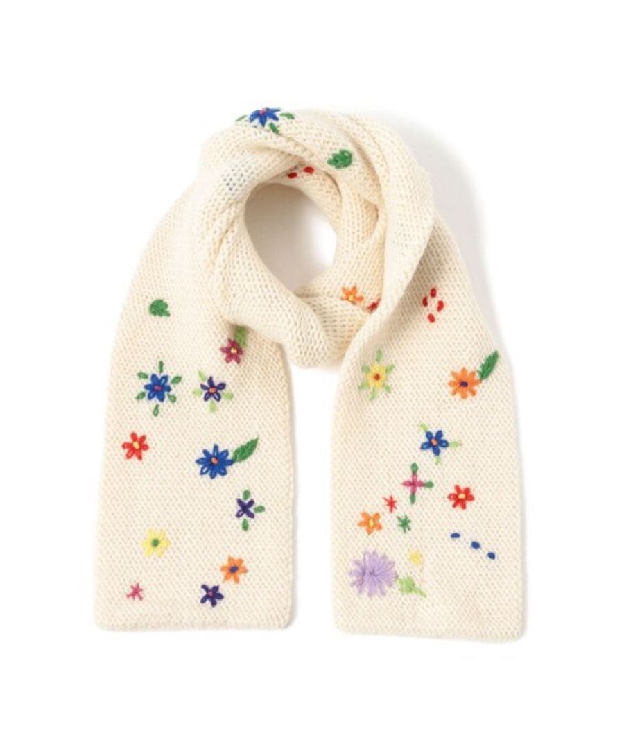 完売　BEAMS BOY 【ビームスの百名品】手編み フラワー刺繍 マフラー