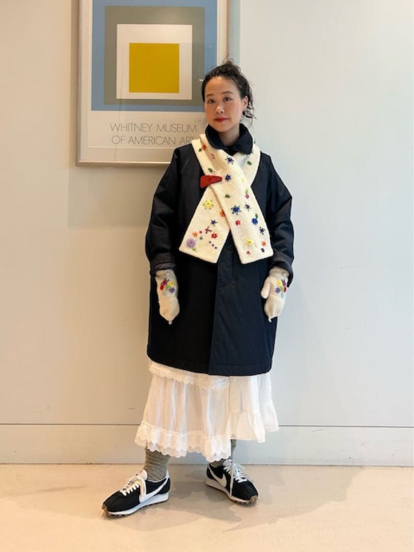 完売　BEAMS BOY 【ビームスの百名品】手編み フラワー刺繍 マフラー