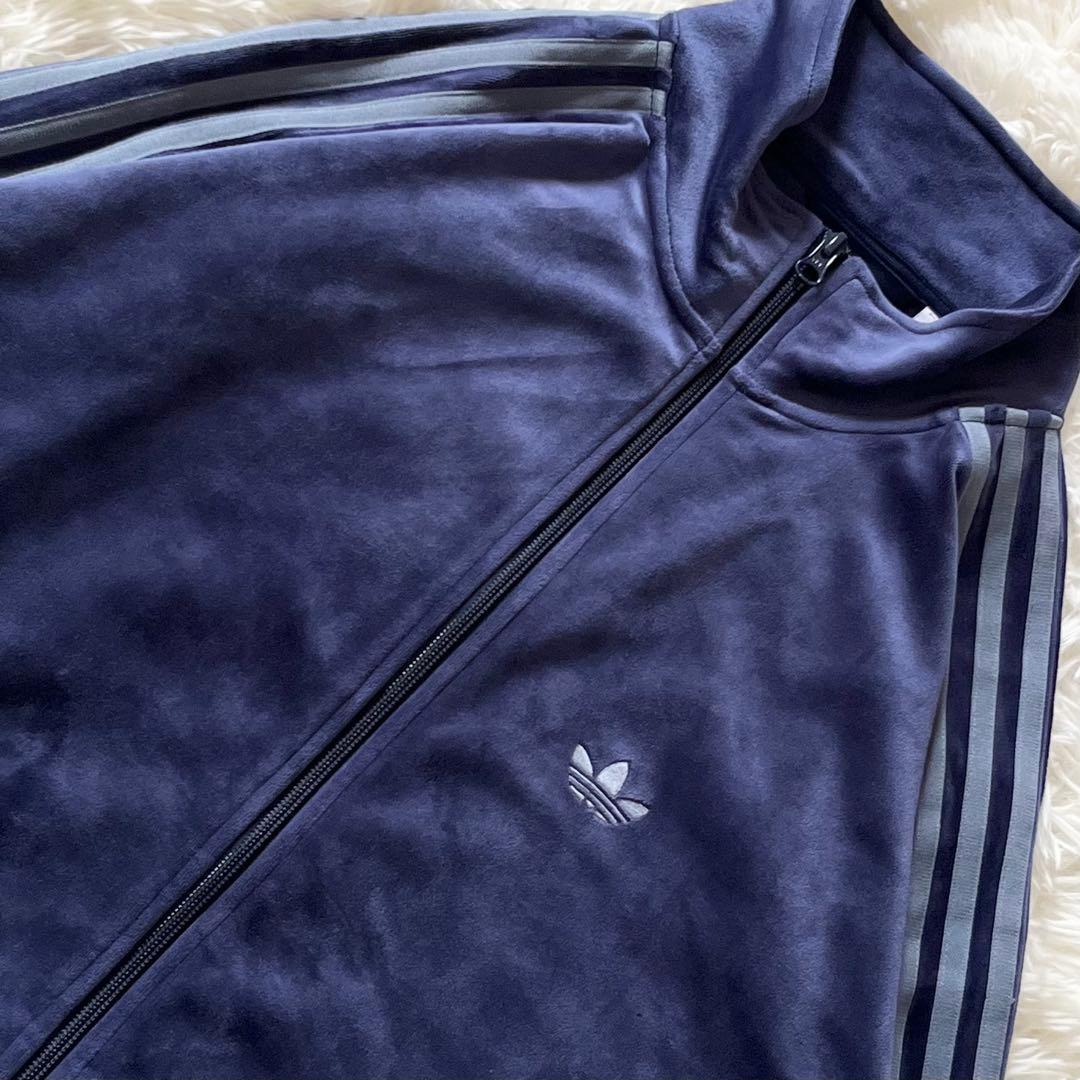 極美品 アディダス ベロア ベッケンバウアー トラックトップ M ネイビー