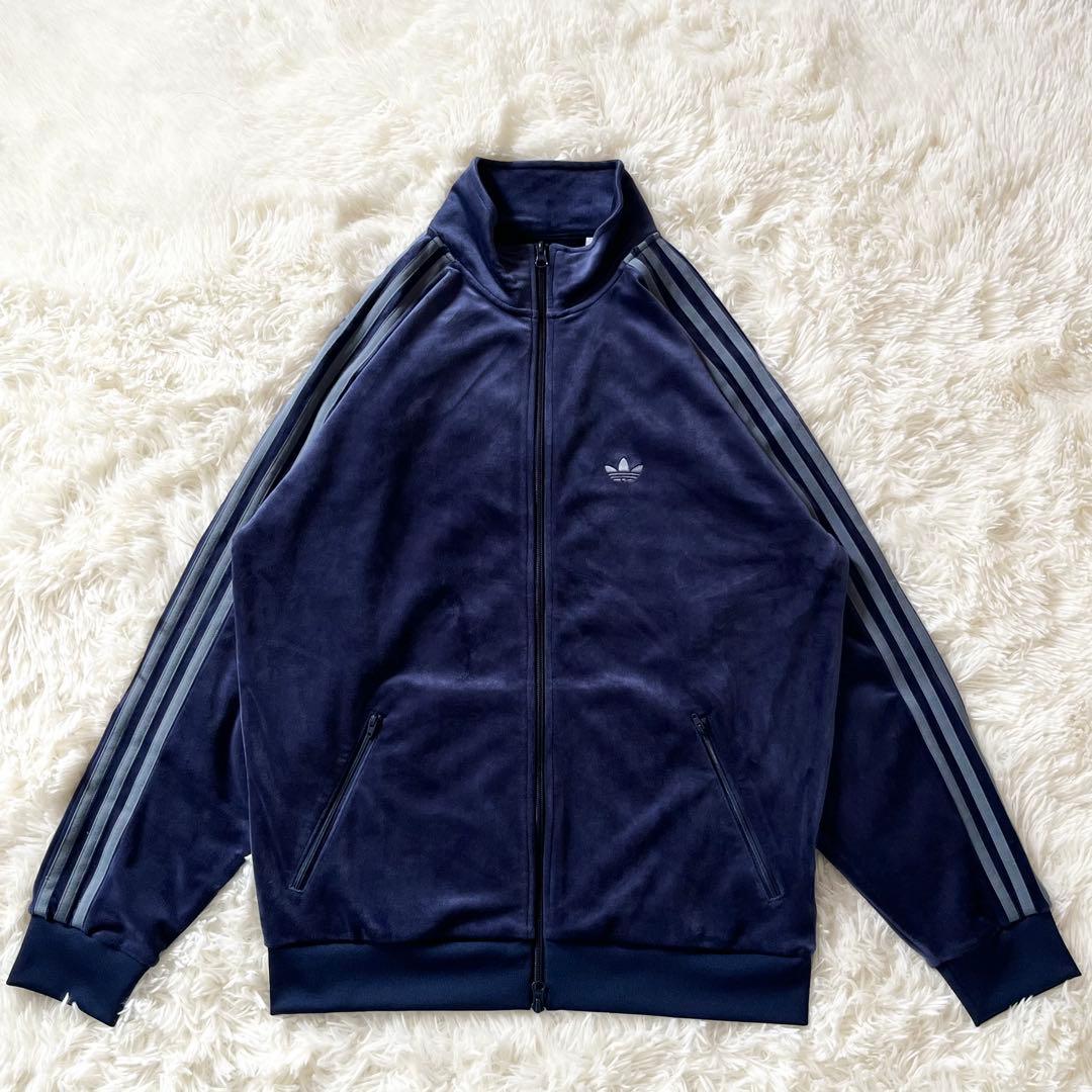 極美品 アディダス ベロア ベッケンバウアー トラックトップ M ネイビー
