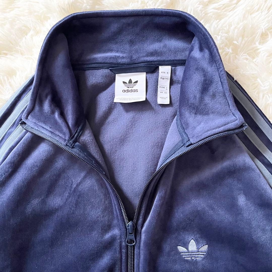 極美品 アディダス ベロア ベッケンバウアー トラックトップ M ネイビー