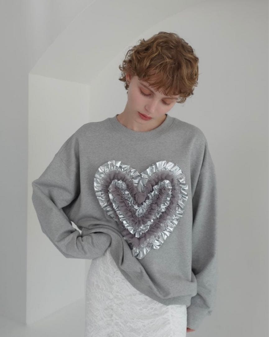 トップス POPPY HEART TULLE SWEATSHIRT