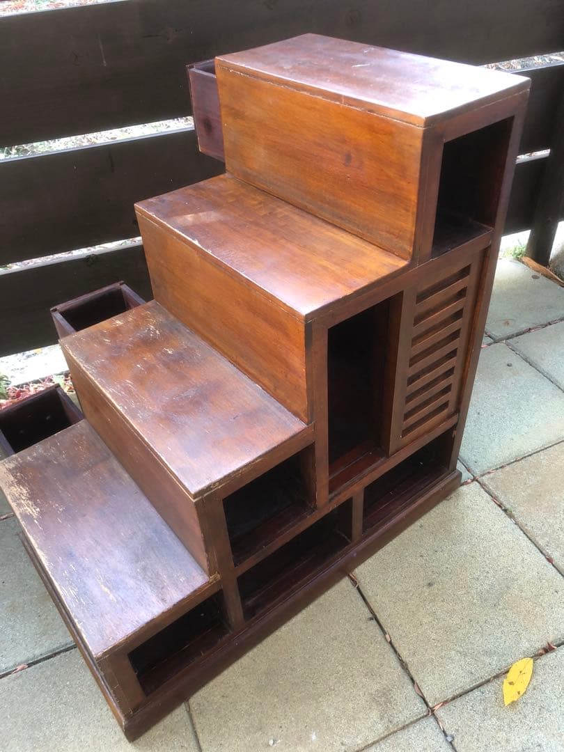 階段箪笥　両開き４段　昭和レトロ　古道具　アンティーク　骨董