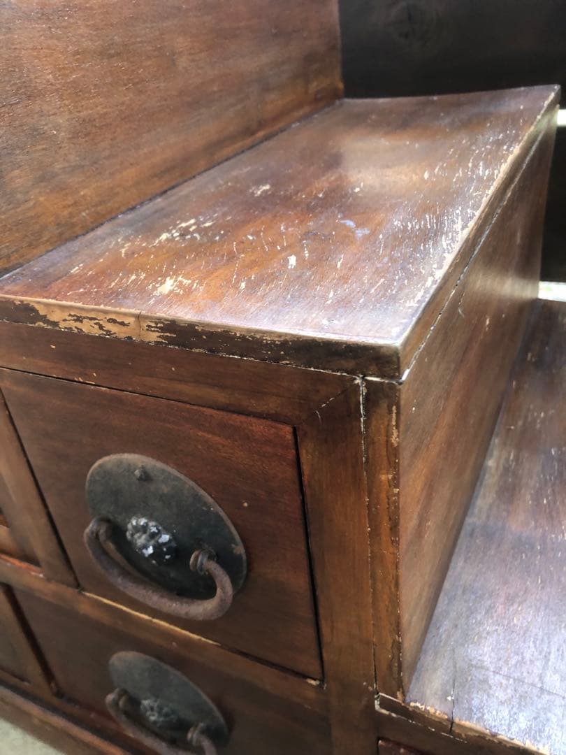 階段箪笥　両開き４段　昭和レトロ　古道具　アンティーク　骨董