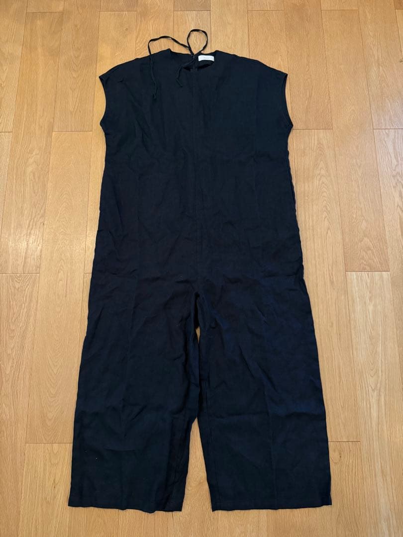 かぐれ　リネンオールインワン　ブラック