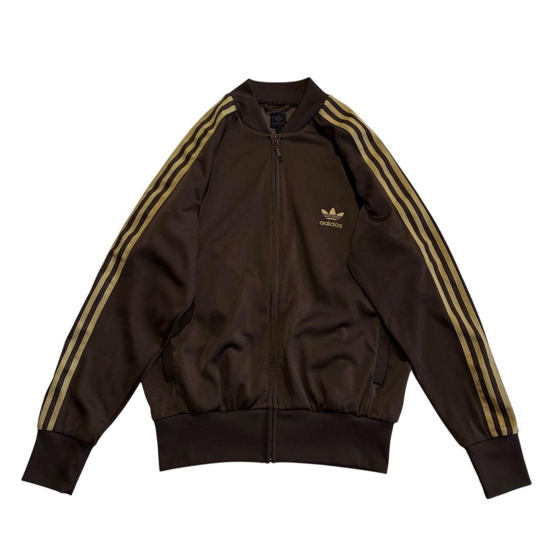 2005年 Adidas トラックジャケット O こげ茶 金 トレフォイル 刺繍