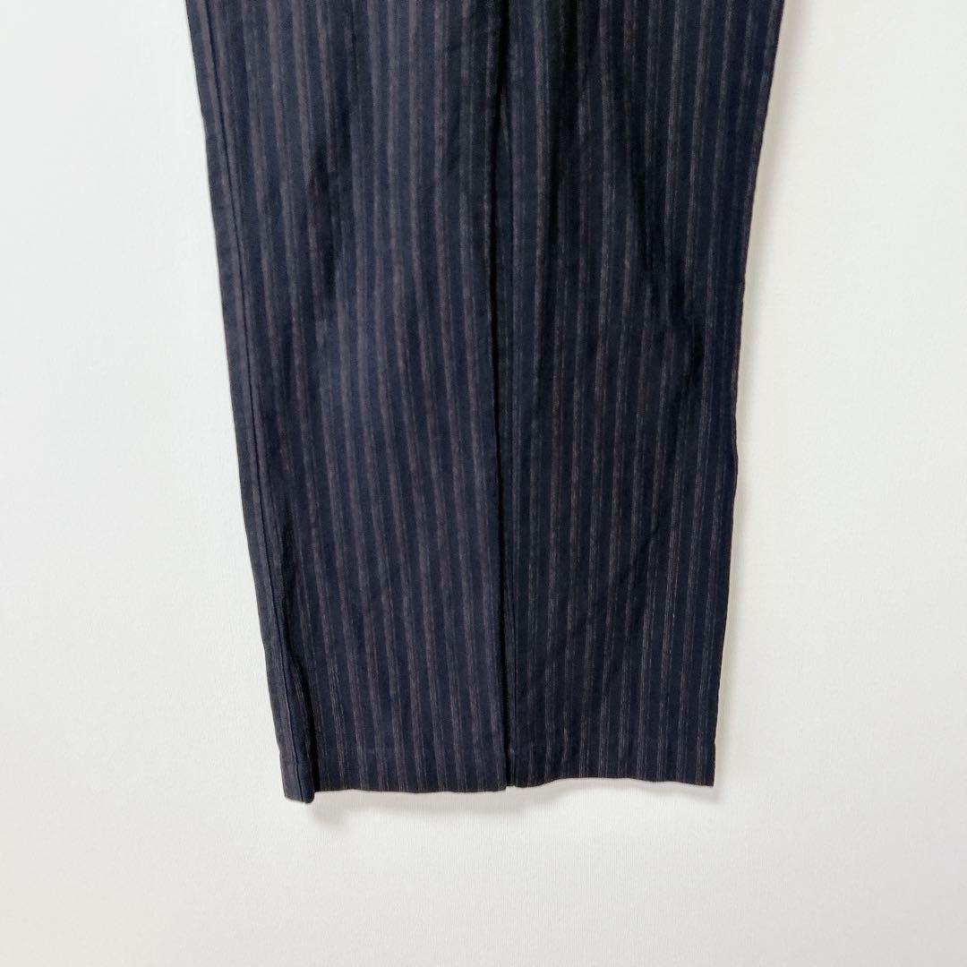 パロマウール ストレートパンツ ネイビー ストライプ S ストラップ付き