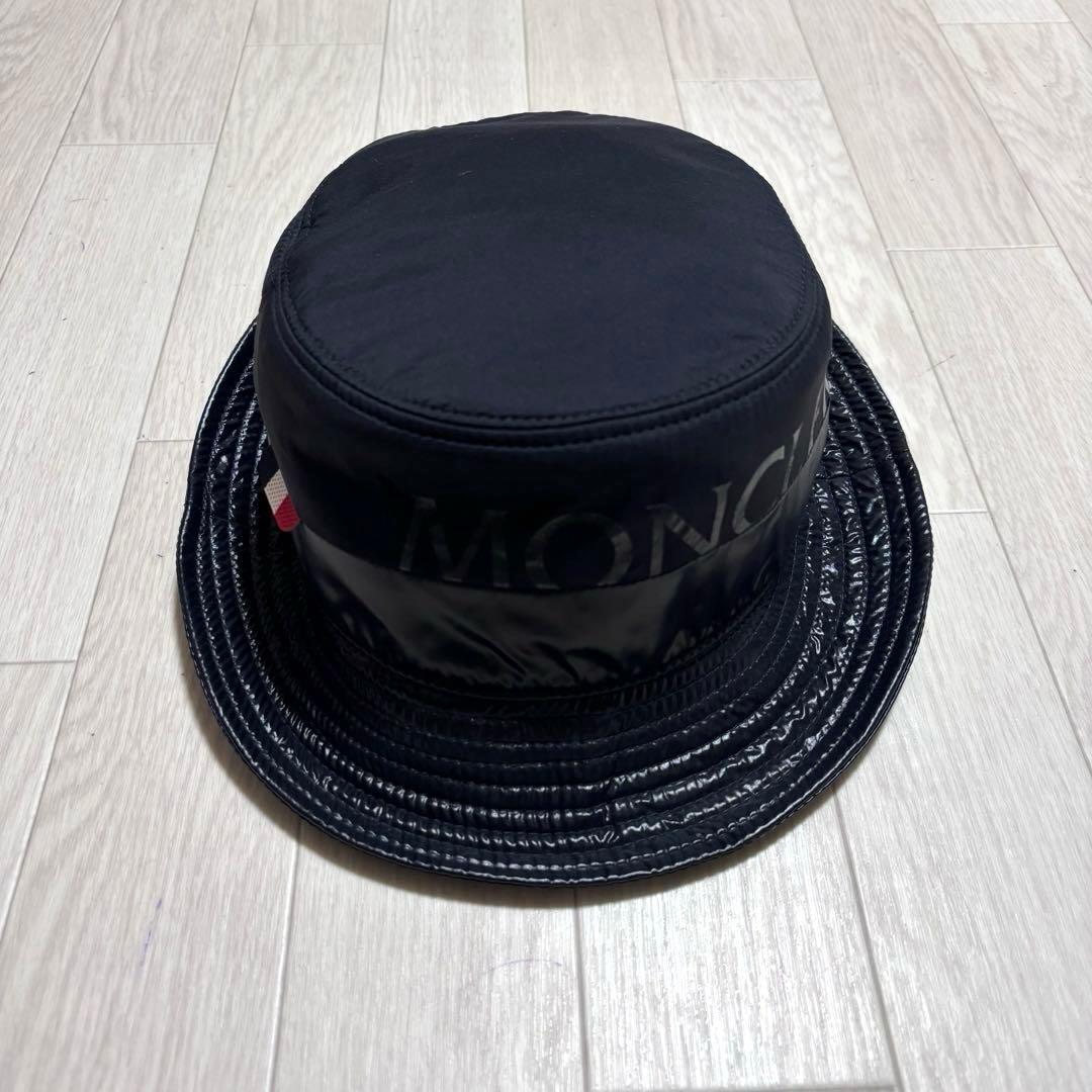 極美品　MONCLER バケットハット　帽子　ブラック　M 国内正規品 4K25