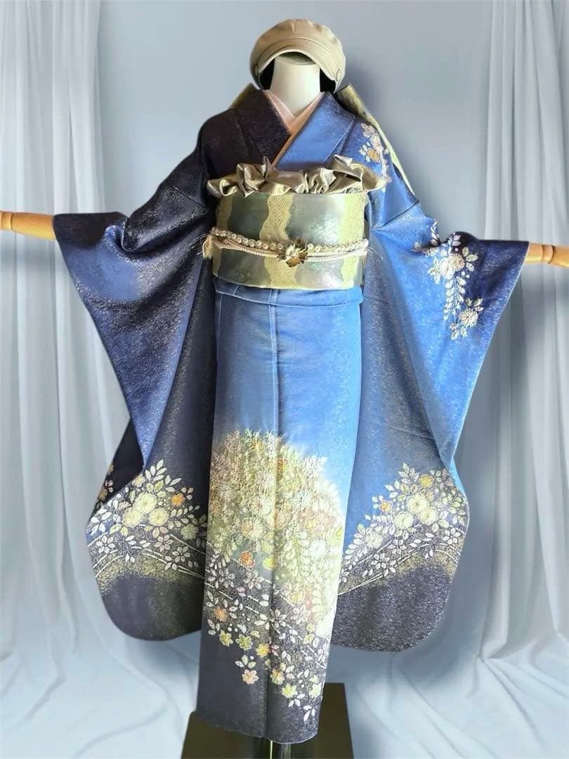 透明感抜群 翠山工房 やまとお誂え ファーショール付き 手絞り 振袖 フルセット