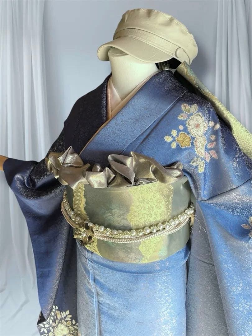 透明感抜群 翠山工房 やまとお誂え ファーショール付き 手絞り 振袖 フルセット