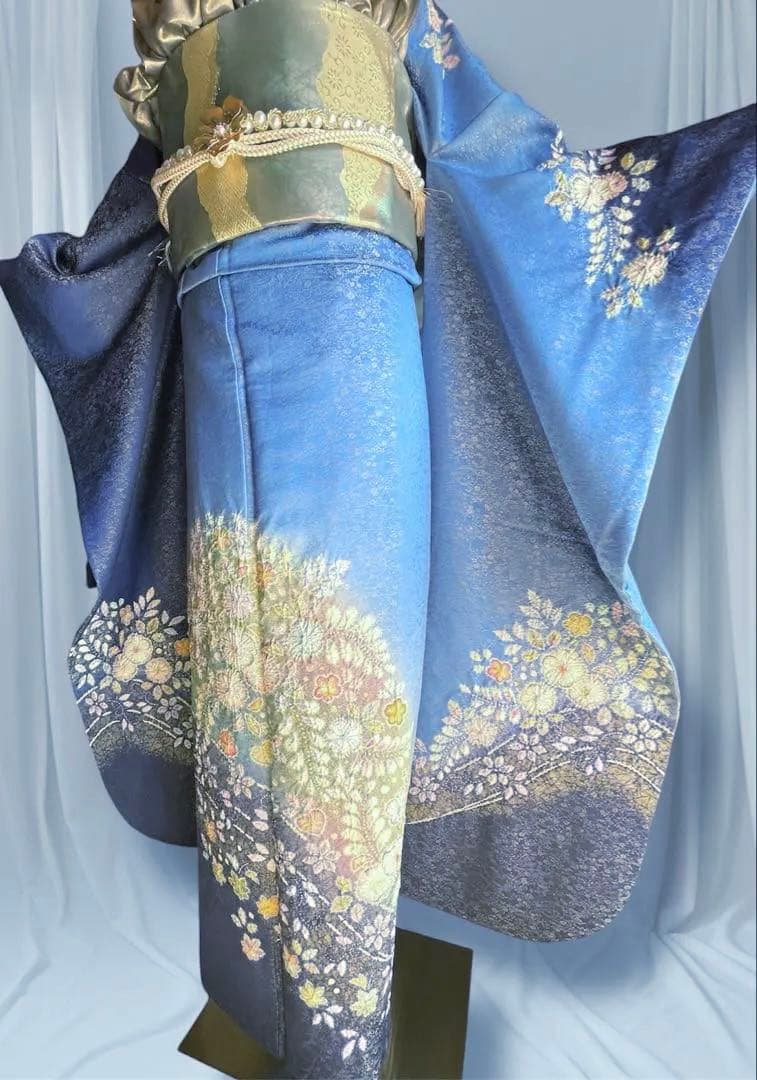 透明感抜群 翠山工房 やまとお誂え ファーショール付き 手絞り 振袖 フルセット