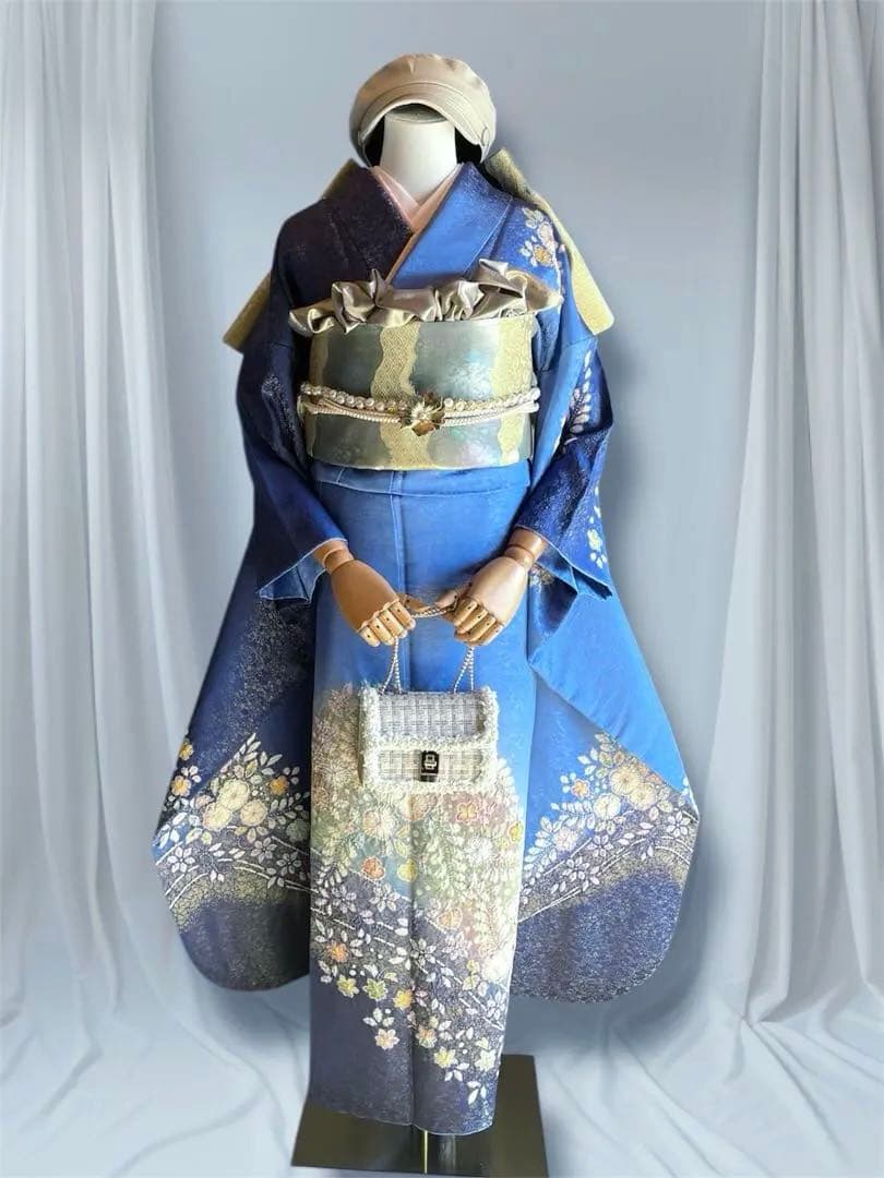 透明感抜群 翠山工房 やまとお誂え ファーショール付き 手絞り 振袖 フルセット