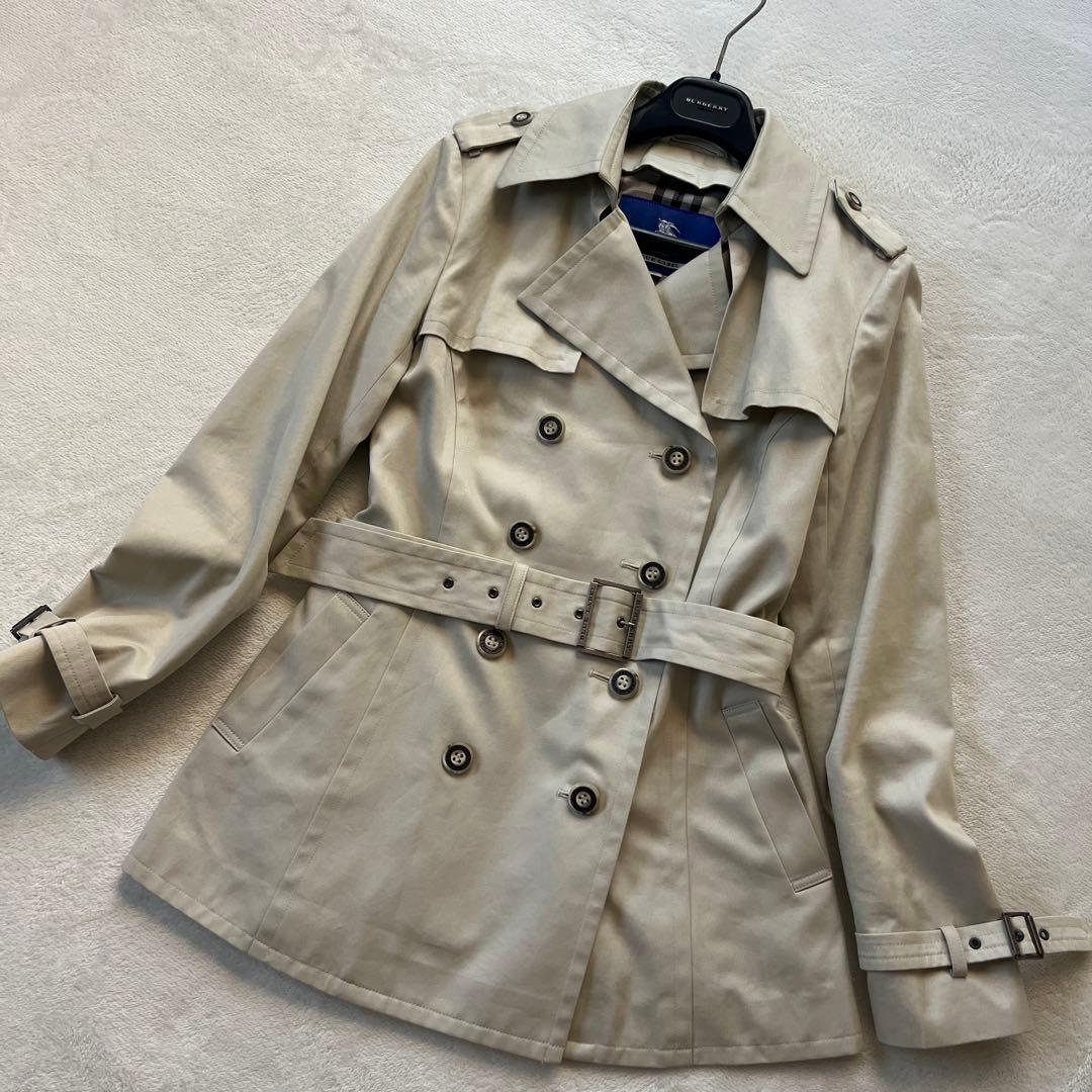 バーバリー　ブルーレーベル　ショート　トレンチコート　ベルト　ノバチェック