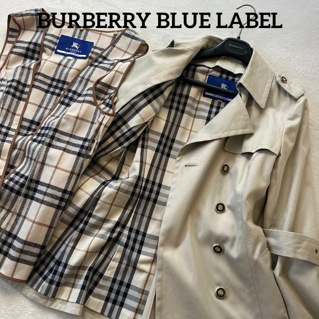 バーバリー　ブルーレーベル　ショート　トレンチコート　ベルト　ノバチェック