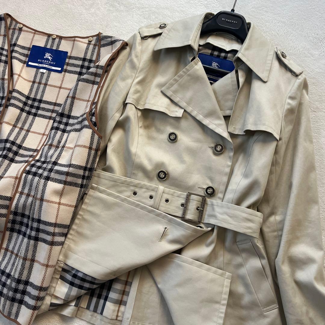 バーバリー　ブルーレーベル　ショート　トレンチコート　ベルト　ノバチェック