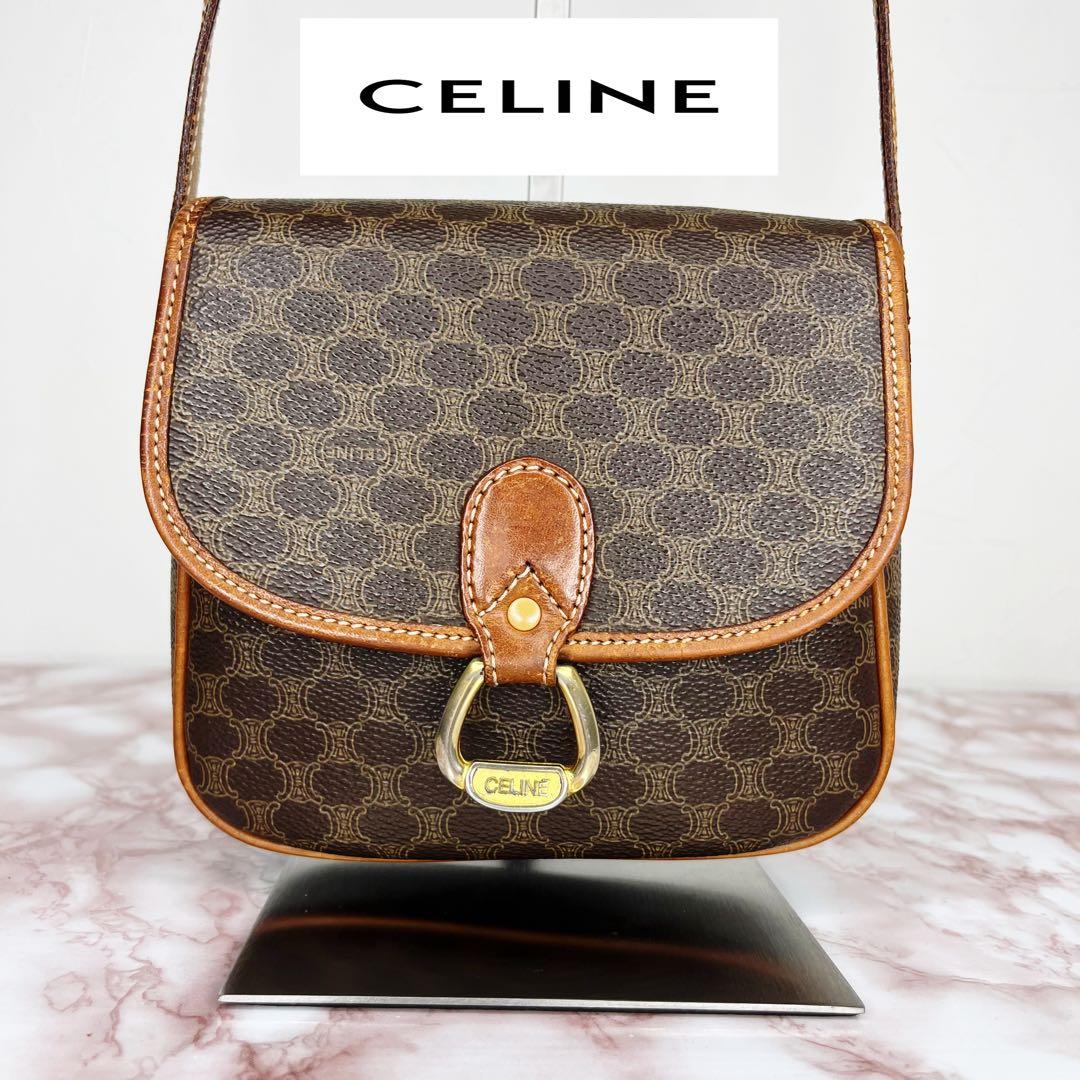 【極美品】CELINE ブラウンレザーショルダーバッグ90