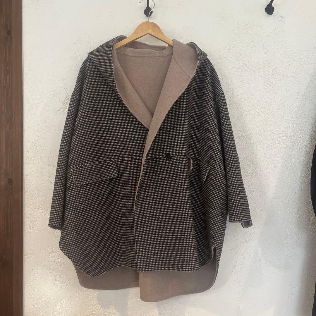 試着のみ★ SHIPS any　リバーフーデットミディコート　ベージュ