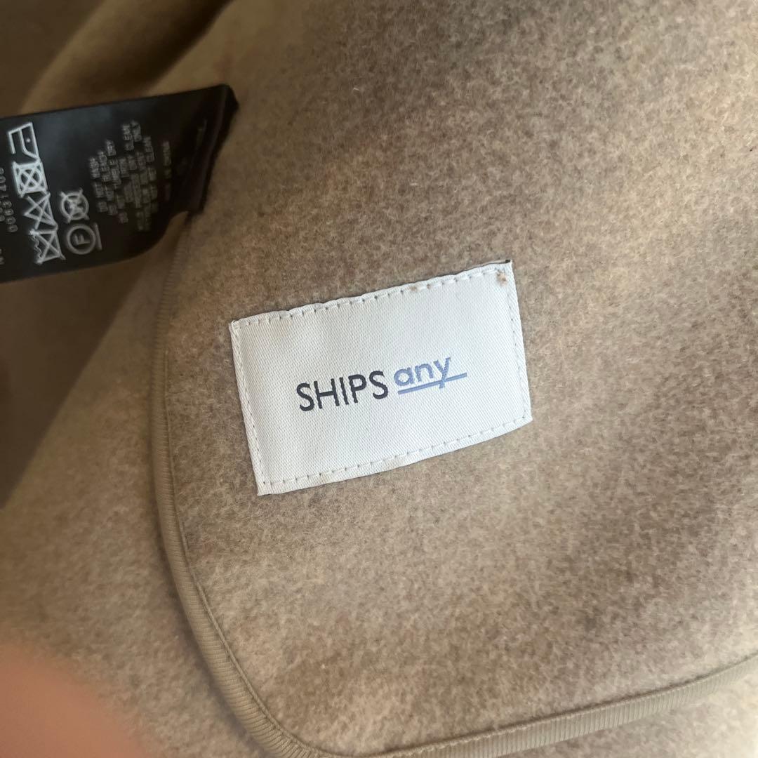 試着のみ★ SHIPS any　リバーフーデットミディコート　ベージュ