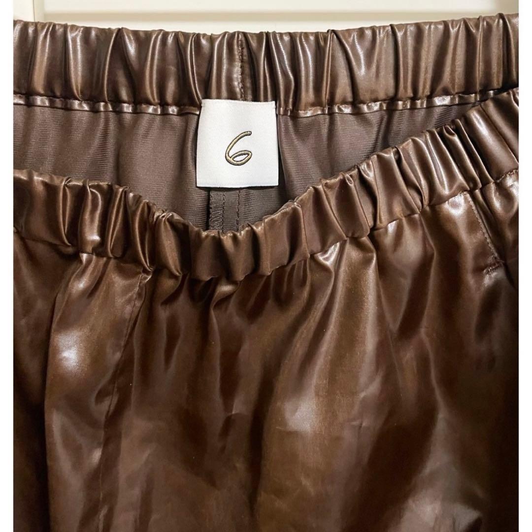 ROKU ポリエステル サテンパンツ ブラウン