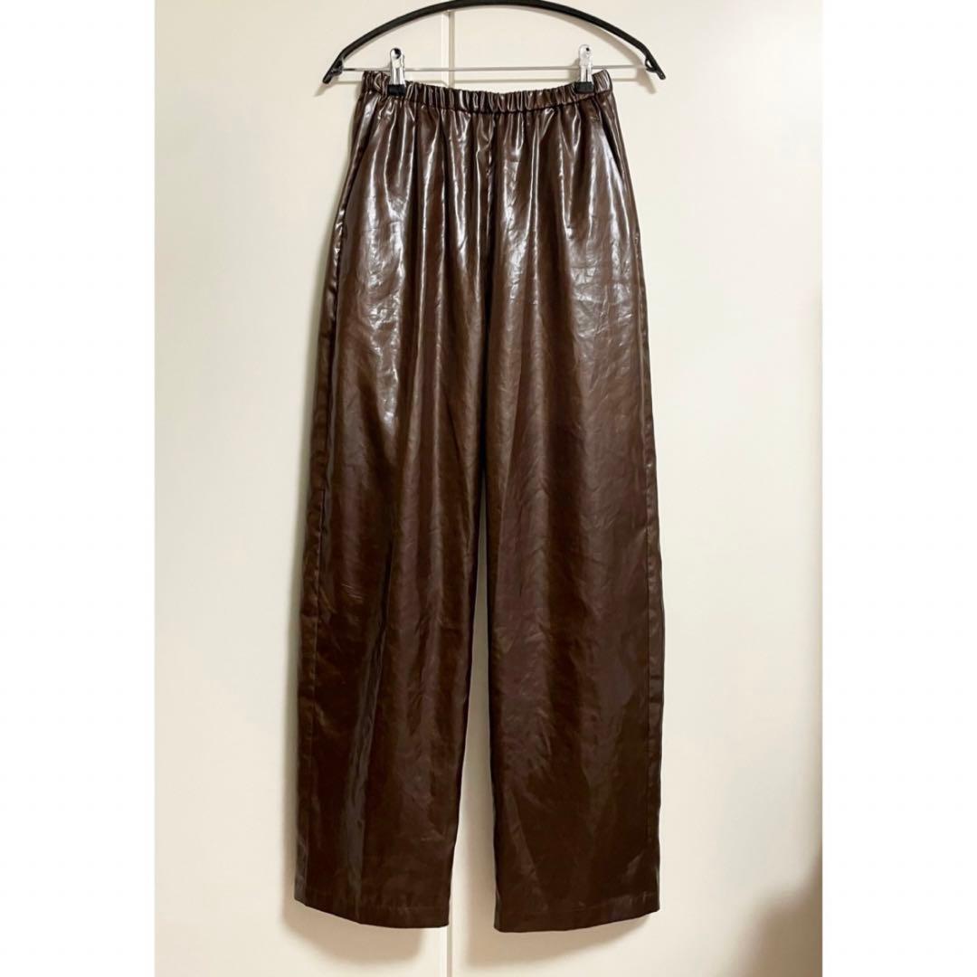 ROKU ポリエステル サテンパンツ ブラウン