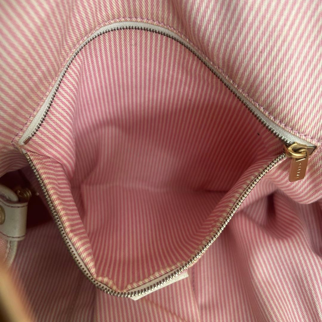 セリーヌ CELINE リリーCマカダムピンクキャンバス レザーハンドバッグ