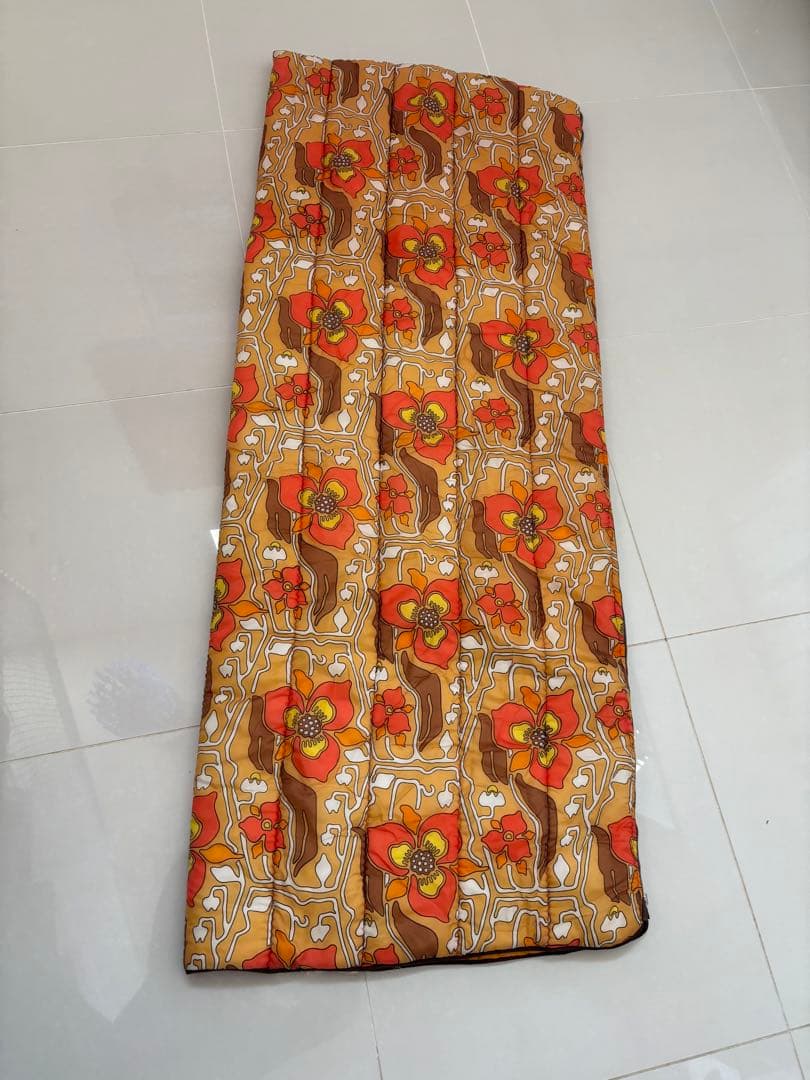 花柄寝袋・シュラフ オレンジブラウン