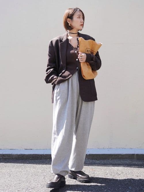 todayful Boyfriend Linen Jacket チョコ　36