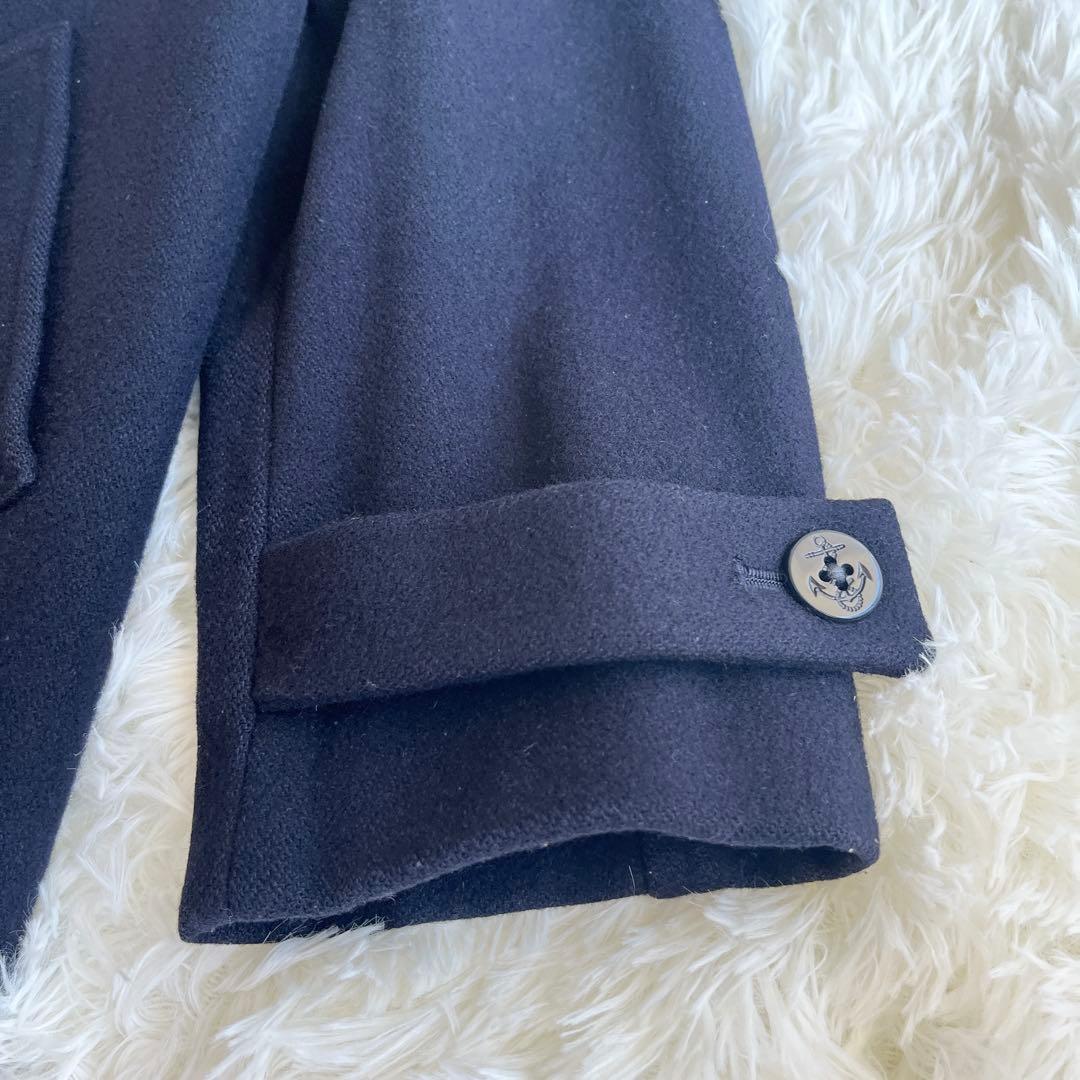 美品　バーバリー　ウールピーコート　中わたライナー付き　ノバチェック　ネイビー