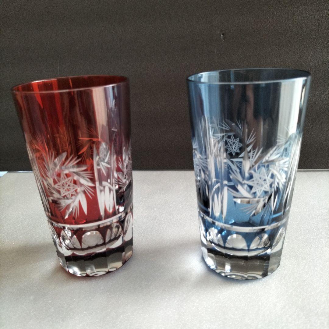 青森伝統工芸品　津軽びいどろ 　金彩碧瑠璃酒器セット　正倉院古色タンブラーセット