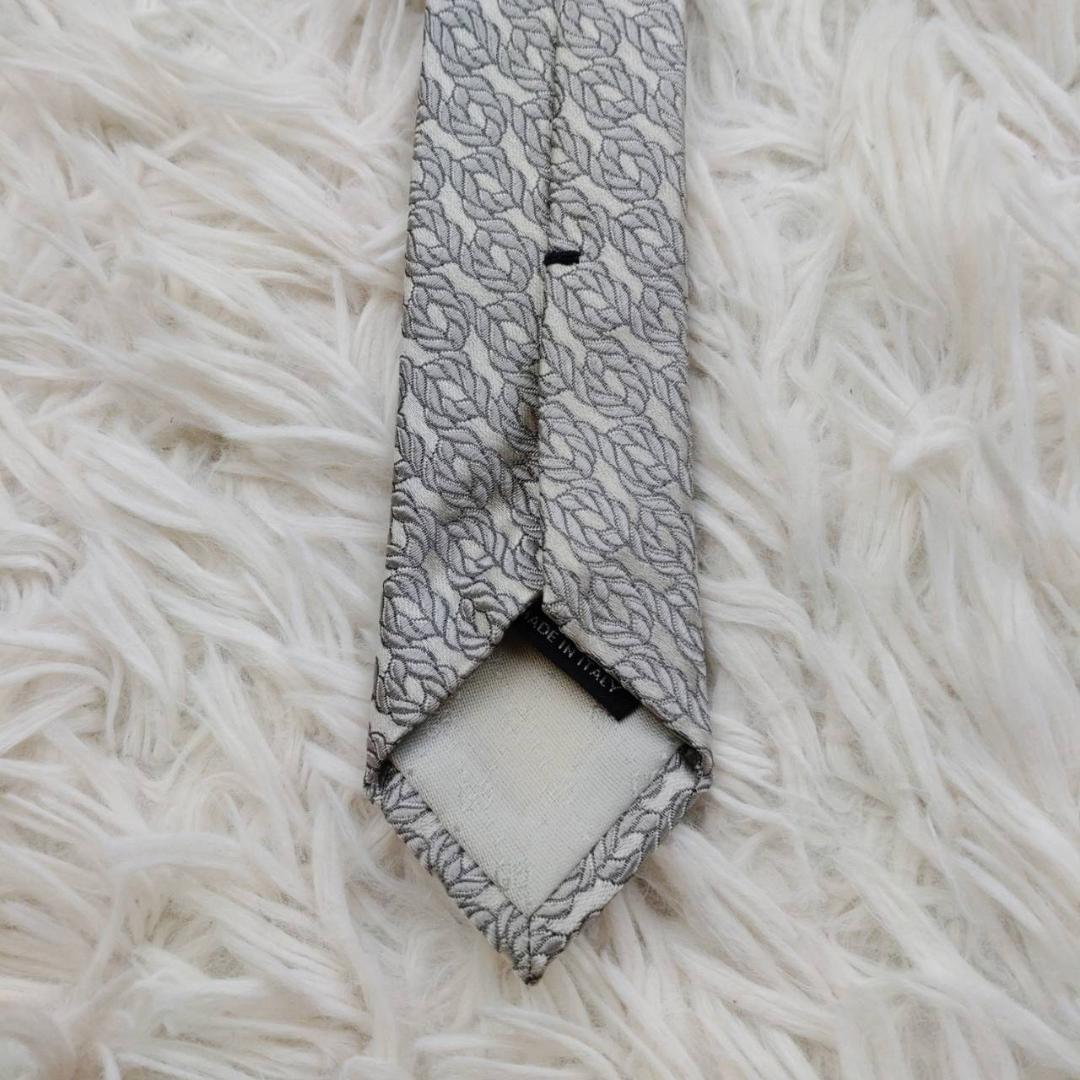 ★美品★ グッチ 高級シルクネクタイ 総柄 ライトグレー