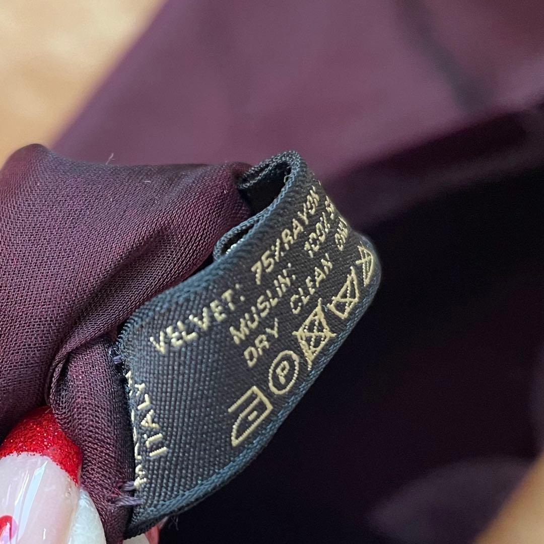 極美品　ヴィトン　マフラー ストール モノグラム ベルベット ワインレッド