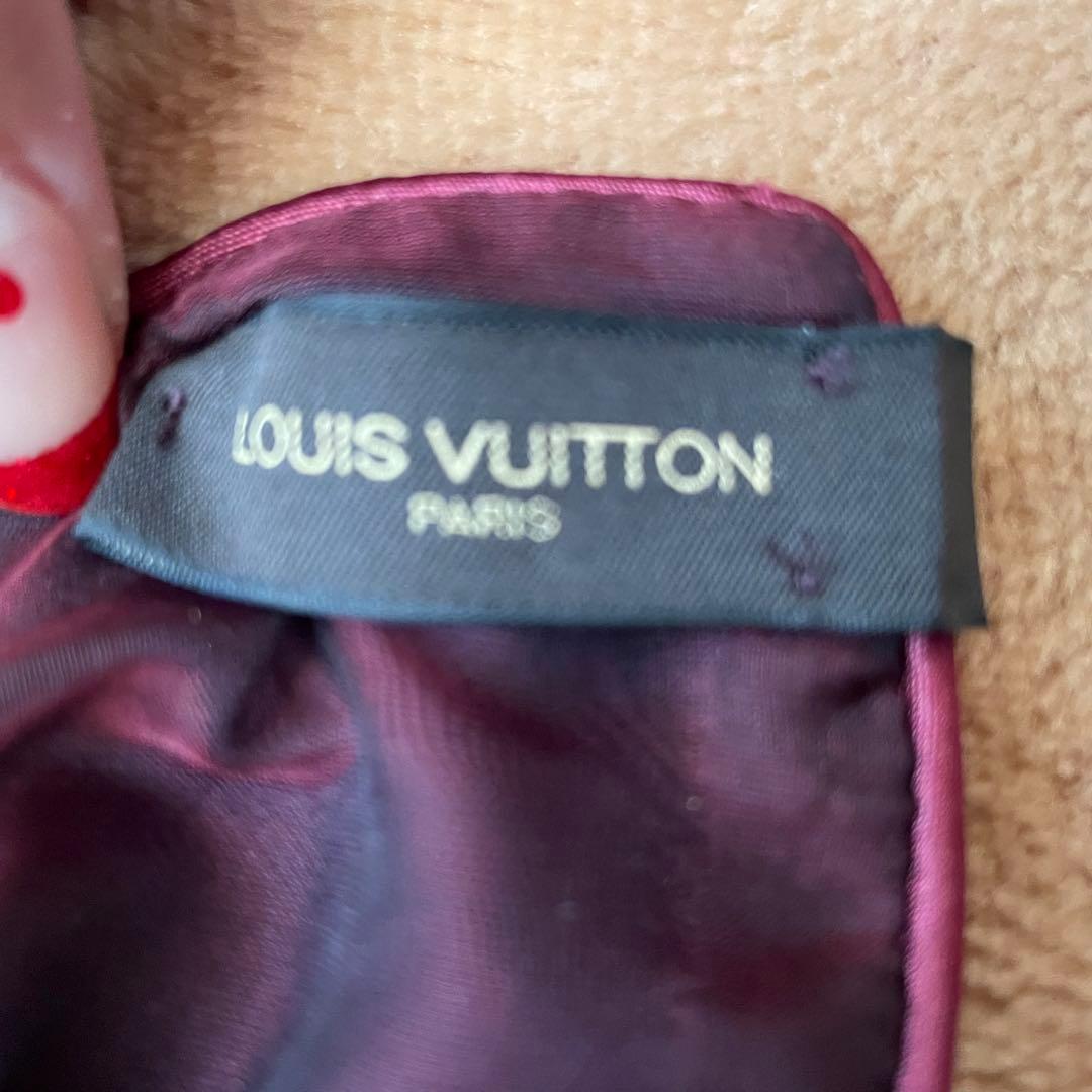 極美品　ヴィトン　マフラー ストール モノグラム ベルベット ワインレッド