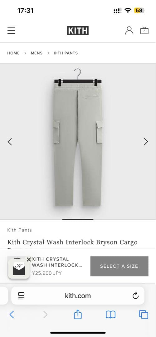 パンツ Kith Crystal Wash Interlock Bryson Cargo